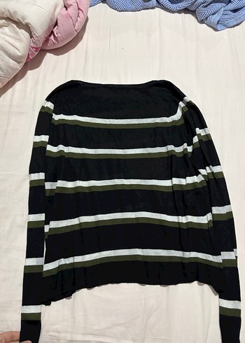 Zara Zara Siyah Çizgili Uzun Kollu Kadın Triko