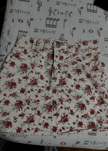 13-14 Yaş Beden Zara çocuk Çiçek Desenli Düğmeli Midi Etek