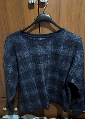 Topshop Gri Lacivert Örgü Kadın Kazak
