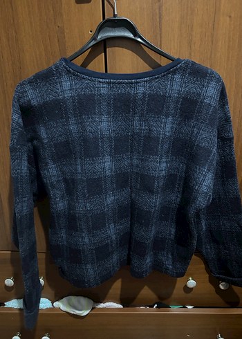 m Beden Topshop Gri Lacivert Örgü Kadın Kazak