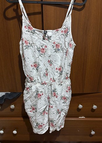 Çiçek Desenli Kadın Kısa Tulum h&m - Görsel 4