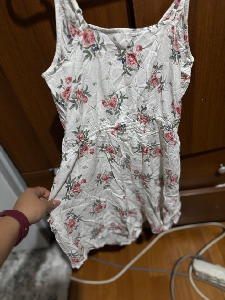 Çiçek Desenli Kadın Kısa Tulum h&m - Görsel 5