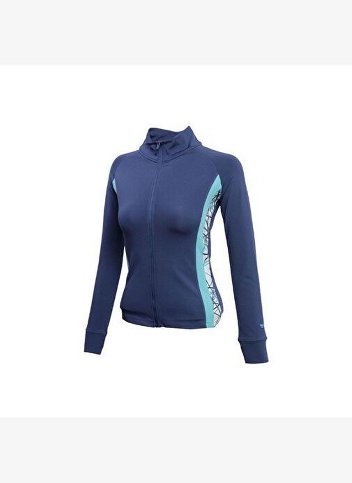 Fermuarlı Lacivert Yüksek Yakalı Kadın Spor Üstü - Görsel 2