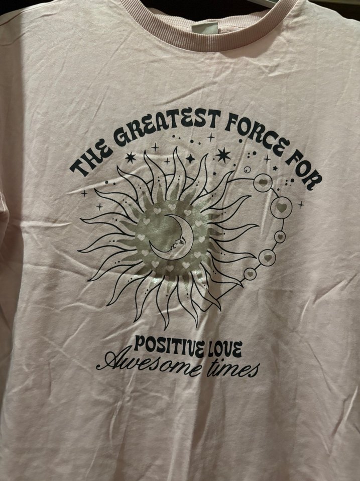 Pembe Baskılı Kız Tişörtü, Kısa Kollu, Rahat Kesim - Görsel 4