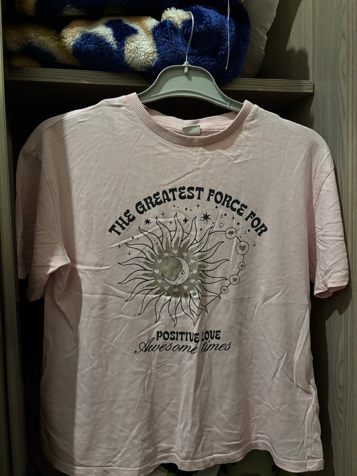 Pembe Baskılı Kız Tişörtü, Kısa Kollu, Rahat Kesim - Görsel 2