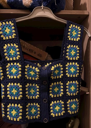 Kadın Çok Renkli Örgü Mini Crop Top - Görsel 3