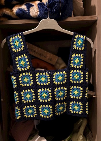 Kadın Çok Renkli Örgü Mini Crop Top - Görsel 6