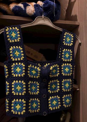 Kadın Çok Renkli Örgü Mini Crop Top - Görsel 4