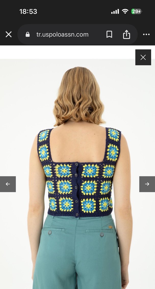 Kadın Çok Renkli Örgü Mini Crop Top - Görsel 2