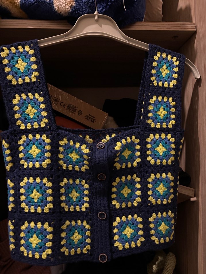 Kadın Çok Renkli Örgü Mini Crop Top - Görsel 3