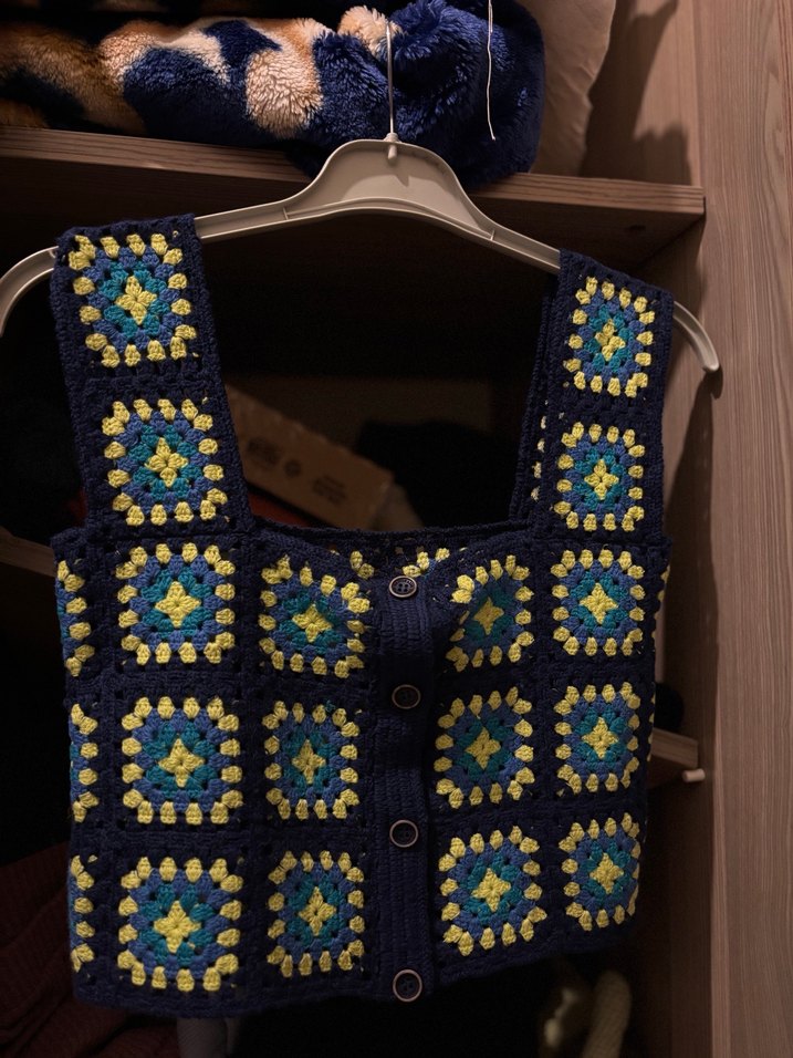 Kadın Çok Renkli Örgü Mini Crop Top - Görsel 4