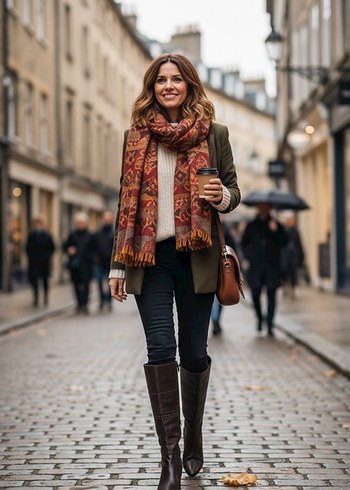 Kahverengi Tokalı Kadın Dizüstü Deri Bot - Görsel 2