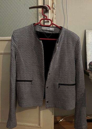 Düğmeli Gri Kısa Kadın Ceket - Görsel 4