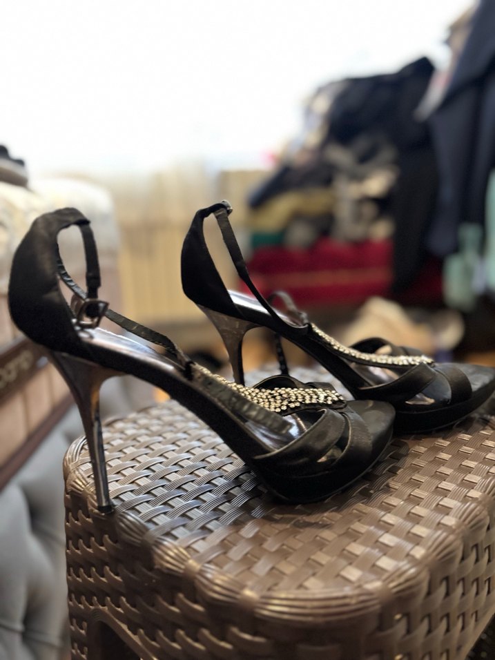 Siyah Parlak Yılan Desenli Stiletto Topuklu Kadın Ayakkabı - Görsel 5