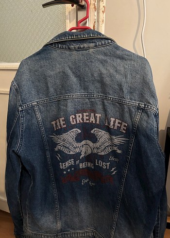 DeFacto Kadın Mavi Baskılı Denim Ceket - Görsel 4