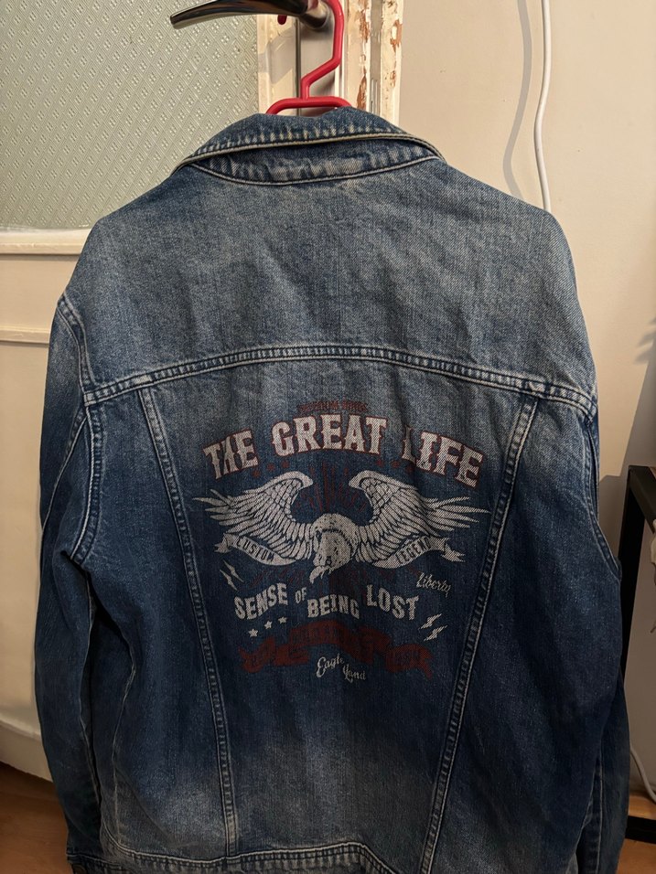 DeFacto Kadın Mavi Baskılı Denim Ceket - Görsel 4