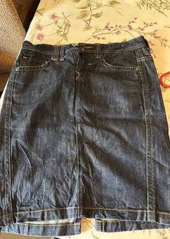 Düz Kesim Midi Kot Etek - Görsel 5