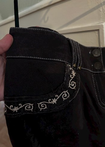 American vintage Nakışlı Siyah Kot etek  - Görsel 4