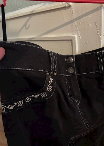 American vintage Nakışlı Siyah Kot etek  - Görsel 3