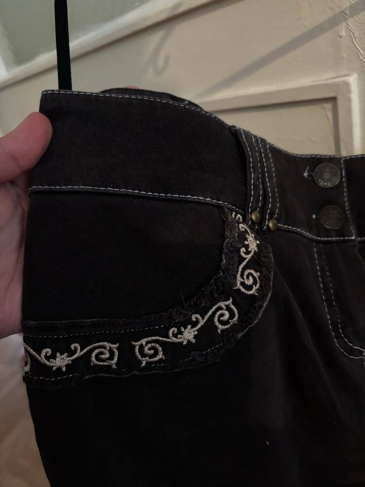 American vintage Nakışlı Siyah Kot etek  - Görsel 4