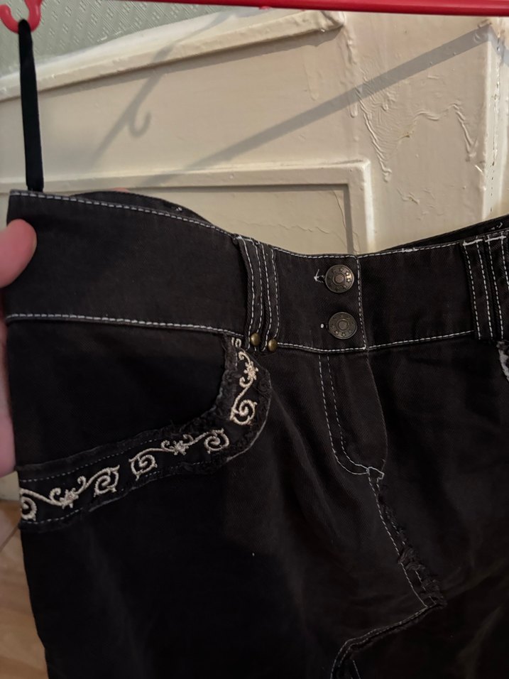 American vintage Nakışlı Siyah Kot etek  - Görsel 3