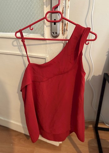 Kırmızı Drapeli Askılı Kadın Bluz - Görsel 8