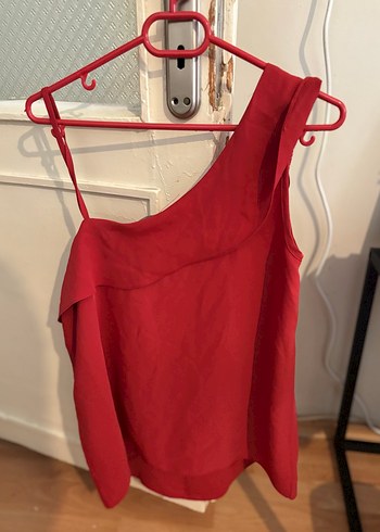 Kırmızı Drapeli Askılı Kadın Bluz - Görsel 7