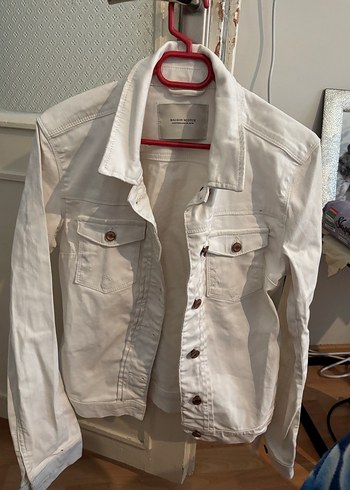 Beyaz Kadın Denim Ceket - Günlük Stil - Görsel 4