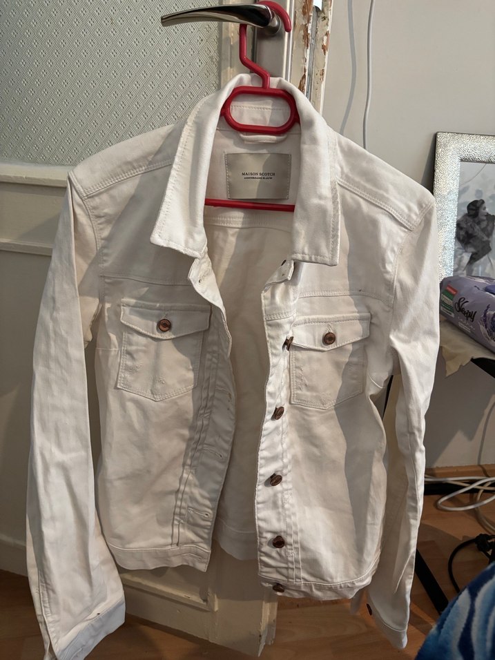 Beyaz Kadın Denim Ceket - Günlük Stil - Görsel 5