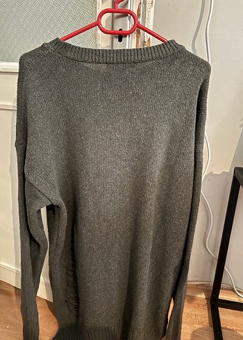 New Look Gri Örgü Salaş Kadın Kazak - Görsel 6