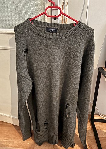 New Look Gri Örgü Salaş Kadın Kazak - Görsel 3