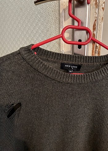 New Look Gri Örgü Salaş Kadın Kazak - Görsel 7