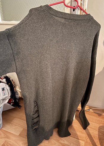 New Look Gri Örgü Salaş Kadın Kazak - Görsel 5