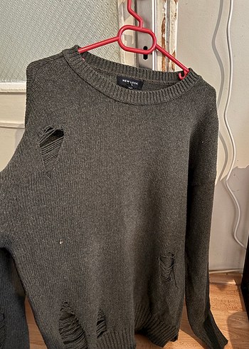 New Look Gri Örgü Salaş Kadın Kazak - Görsel 4