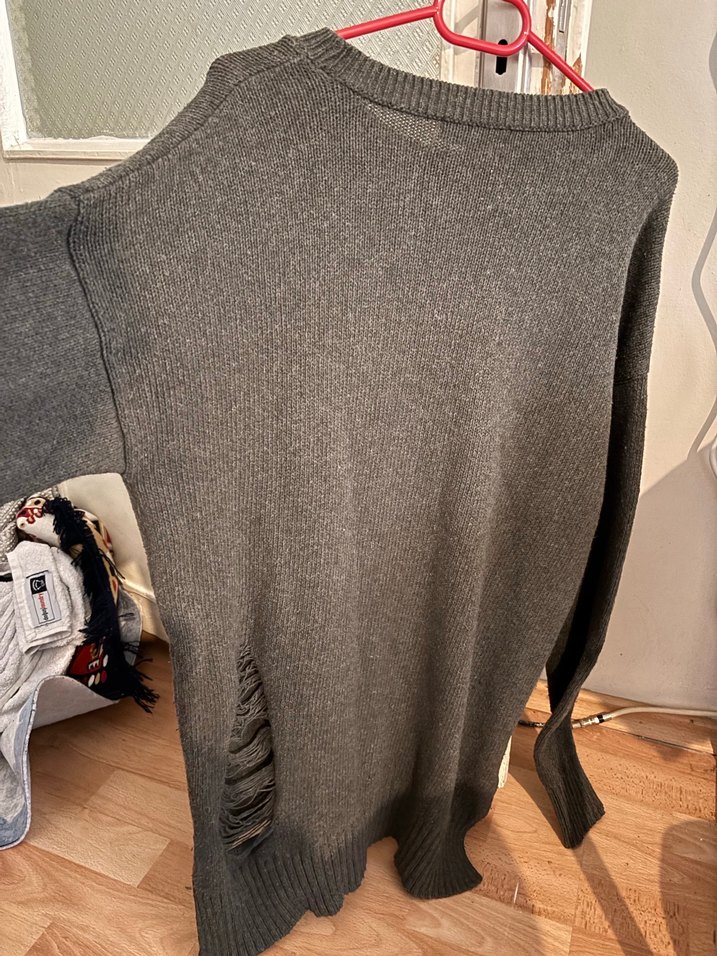 New Look Gri Örgü Salaş Kadın Kazak - Görsel 5