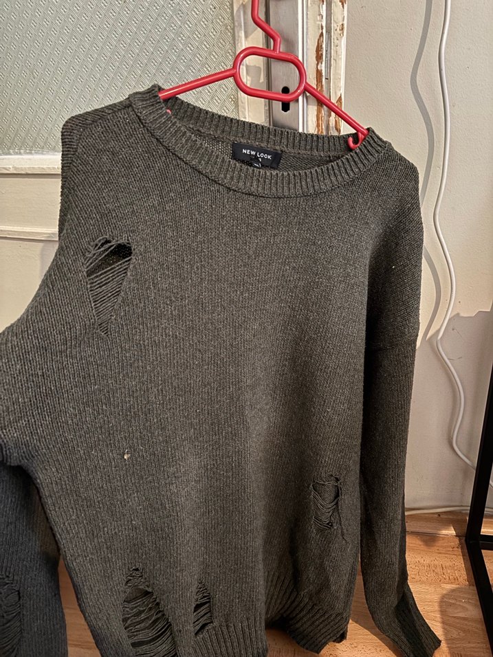 New Look Gri Örgü Salaş Kadın Kazak - Görsel 4