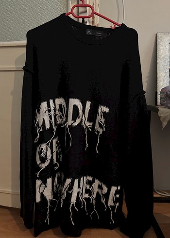 Bershka Siyah Oversize Triko Kadın Kazak - Görsel 4