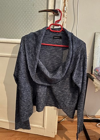 Gri Yüksek Yakalı Örgü Kadın Kazak - Görsel 3