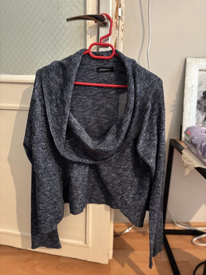 Gri Yüksek Yakalı Örgü Kadın Kazak - Görsel 2