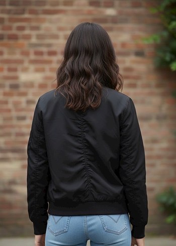 H&M Kadın Siyah Bomber Ceket - Görsel 7