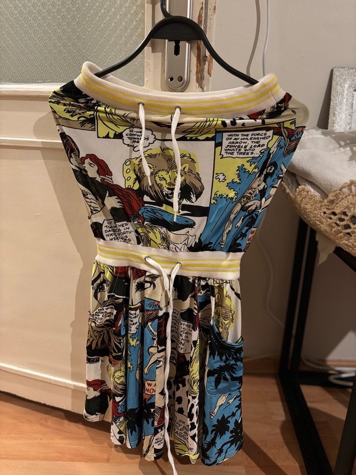 Baskılı Askısız Mini Bayan Elbise - Görsel 3