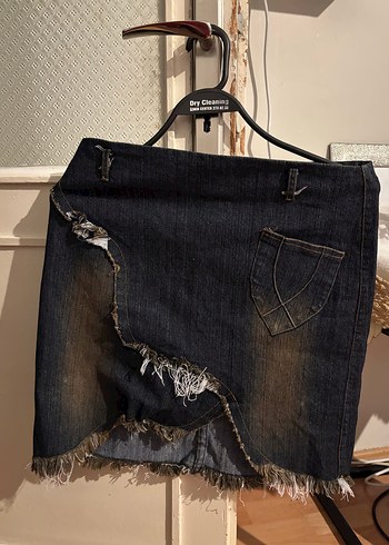 American vintage Batik Desenli Salaş Mini Kot Etek - Görsel 3