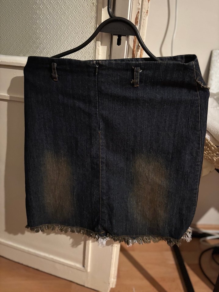 American vintage  Batik Desenli Salaş Mini Kot Etek - Görsel 5