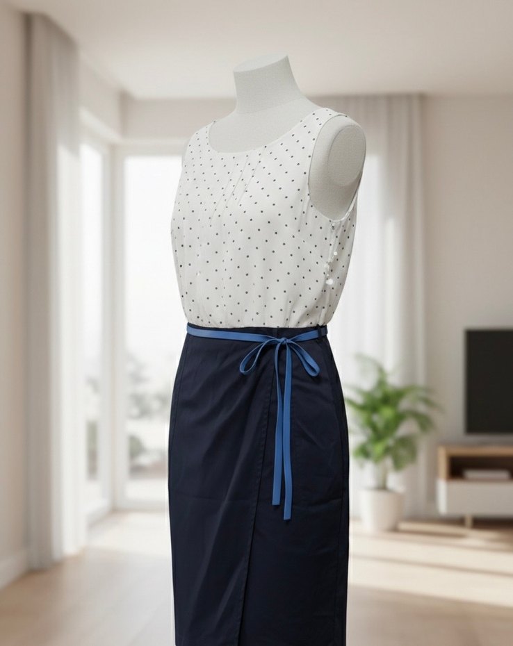 H&M Kemer Detaylı Midi Ofis Elbisesi - Görsel 2