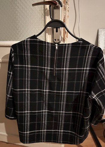 Mango Gri Ekose Desenli Kadın Bluz - Görsel 5