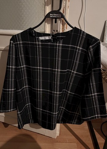 Mango Gri Ekose Desenli Kadın Bluz - Görsel 2