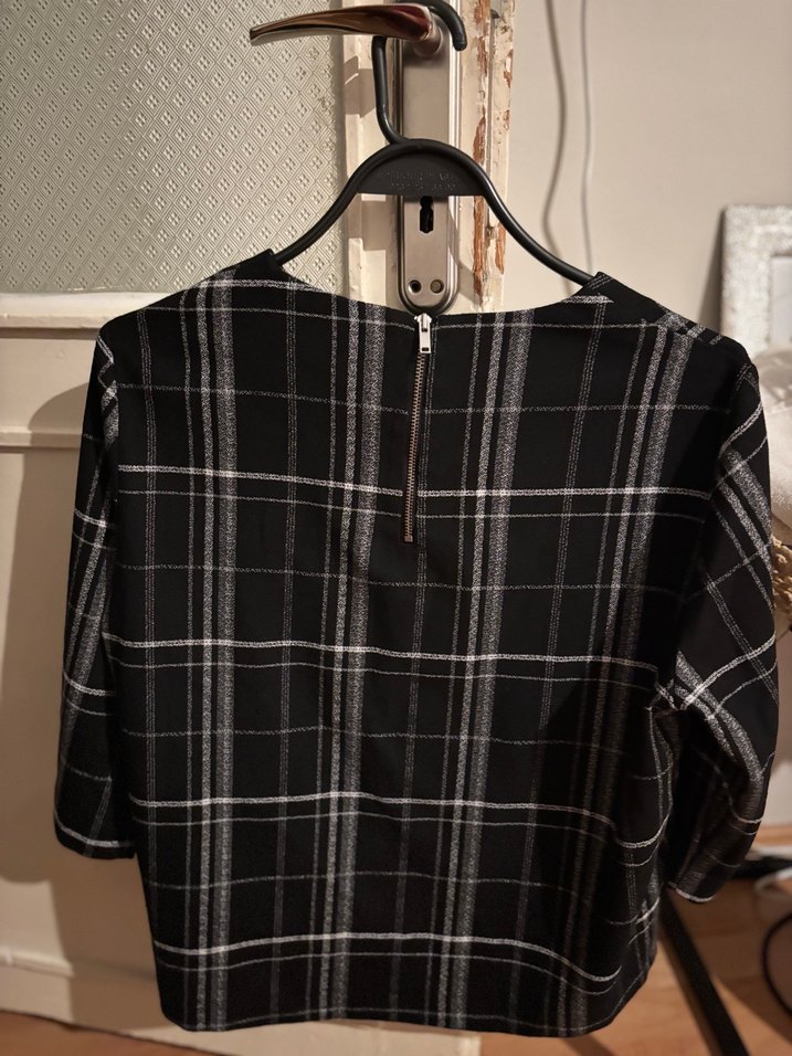 Mango Gri Ekose Desenli Kadın Bluz - Görsel 5