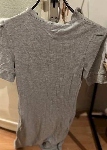 Zara Gri Mini Kısa Kollu Fermuarlı Elbise - Görsel 6