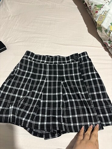 s Beden siyah Renk Hollister ekoseli şort etek