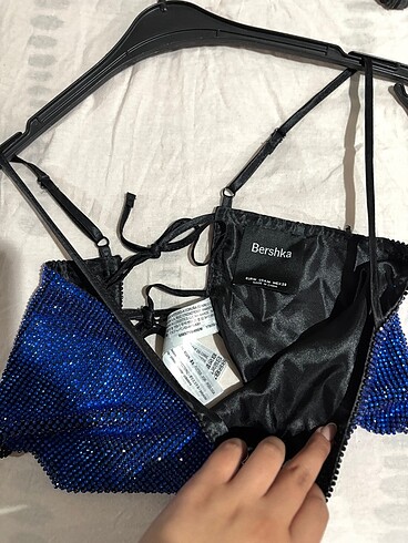 Bershka Mavi askılı crop top